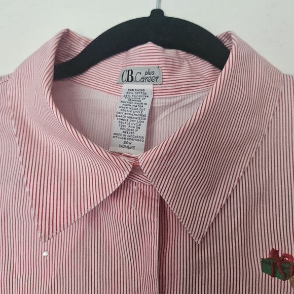 C.B. Career Christmas Holiday Button Down Women Plus Size 20W - Picture 3 of 8
